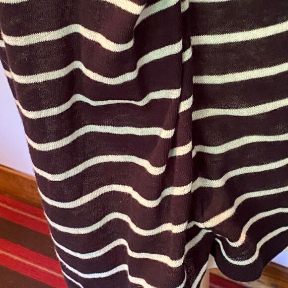 0133 Michael Kors Black White Striped Sweater Top Size L NWOT - Picture 4 of 10